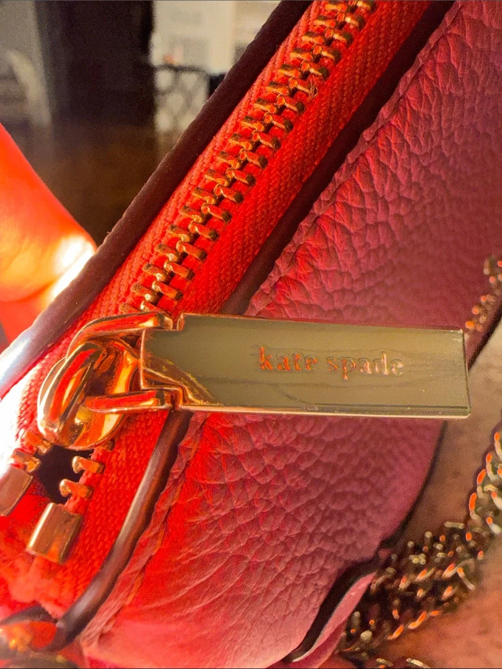 kate spade Woman’s Mini Hot Pink Pebbled Leather Chain Crossbody
